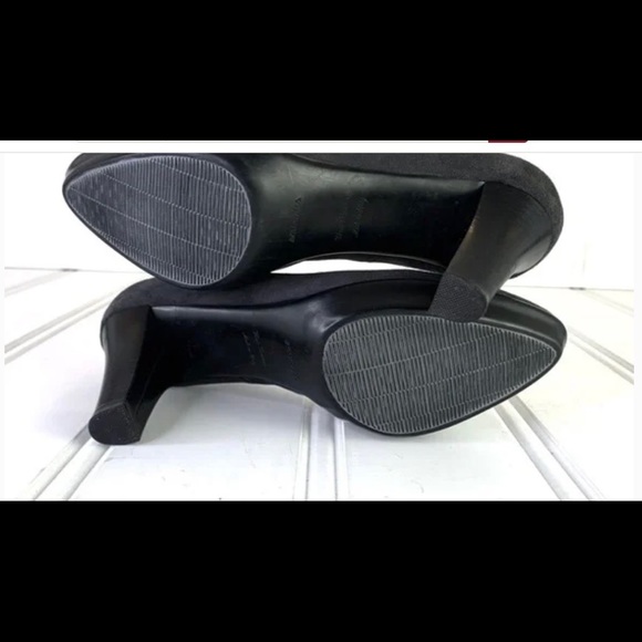 AQUATALIA LEATHER PUMP GREY SHOES BLACK GENUINE LEATHER TRIM BLOCK HEEL SIZE 6.5 - Picture 6 of 6